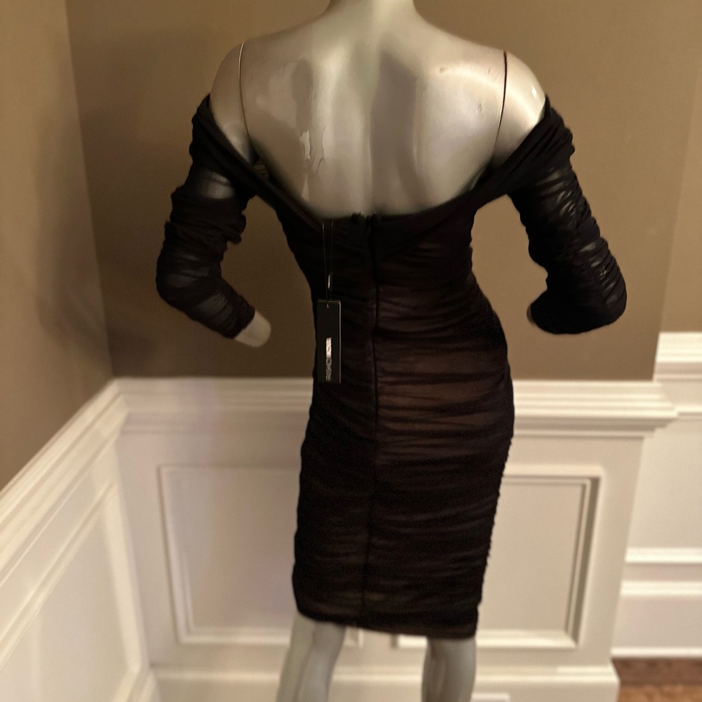 NWT FASHION NOVA Runched Off The  Shoulder  MIDI Dress Sz Large - Picture 5 of 5